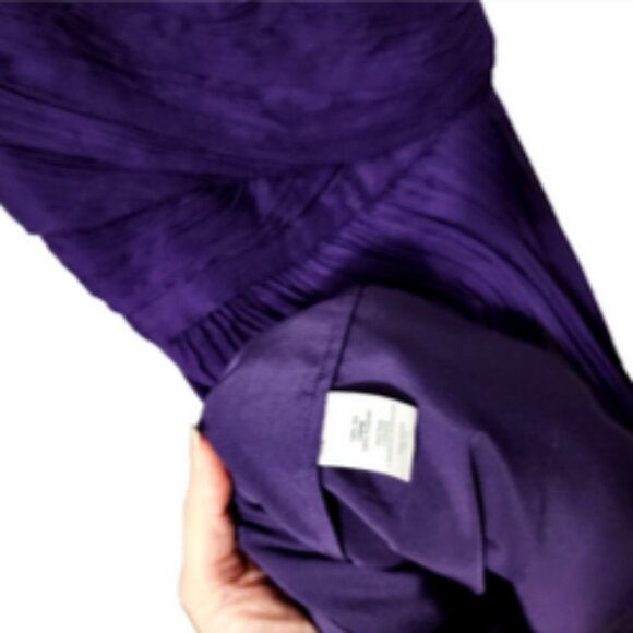 J Crew Purple Heidi Silk Chiffon Cross Front Bodice Fit* Flare Dress Size 0 NWOT - Picture 6 of 9
